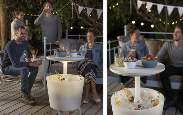 Mesa nevera iluminada para jard�n color blanco